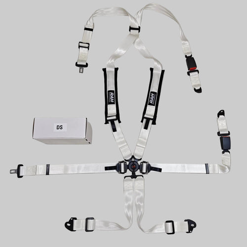 Set of car safety harnesses on a gray surface with a 'DS' label.