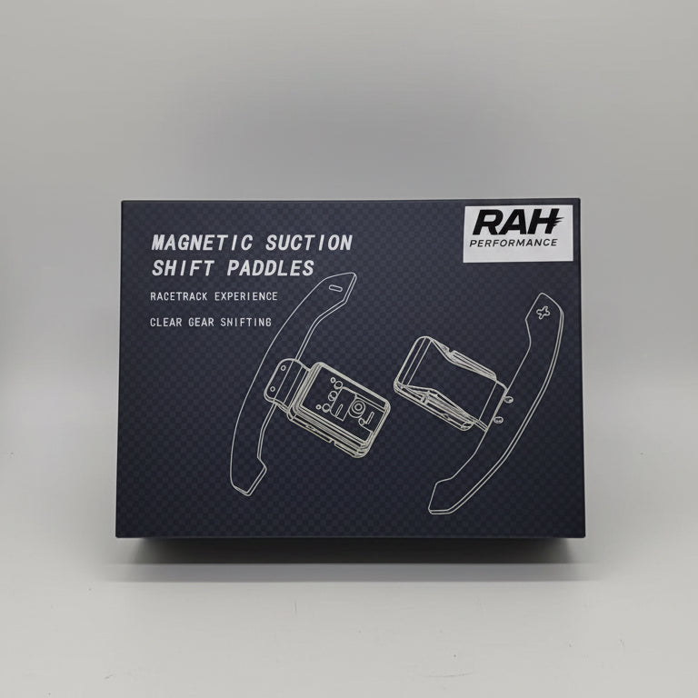 RAH Performance magnetic suction shift paddles packaging on a gray background